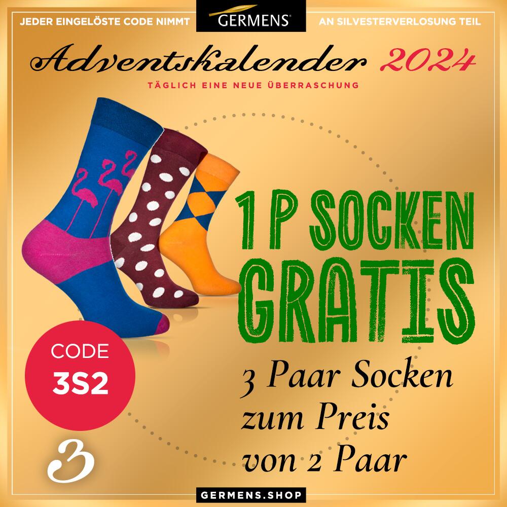 Adventskalender 2024 - Türchen 3. Dezember 2024 - 3 Paar Socken zum Preis von 2