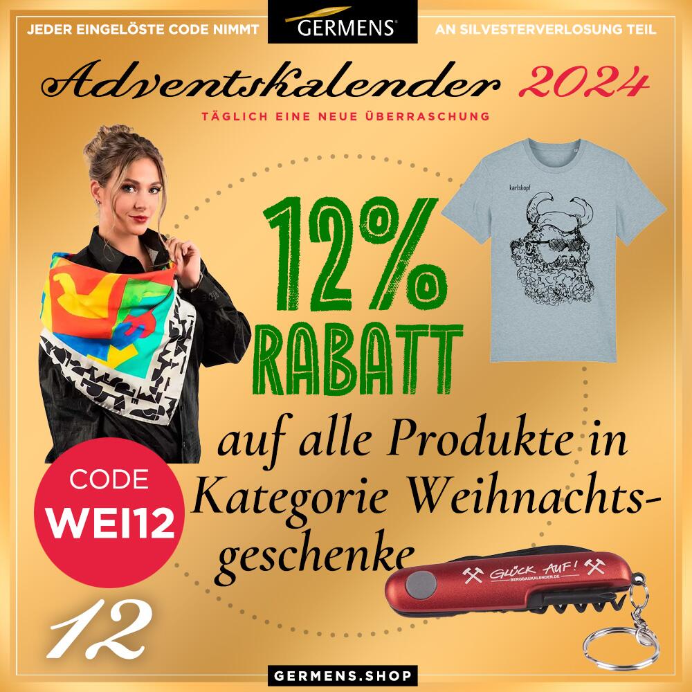 Adventskalender 2024 - Türchen 12. Dezember 2024 - 12 % Rabatt auf alle Produkte in der Kategorie Weihnachtsgeschenke
