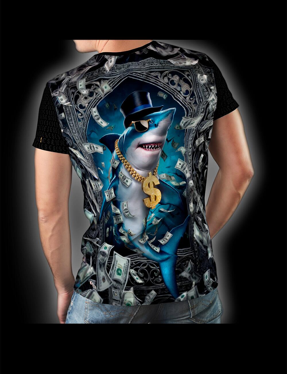 schwarzes T-Shirt Herren Kurzarm GOLDHAI von GERMENS artfashion