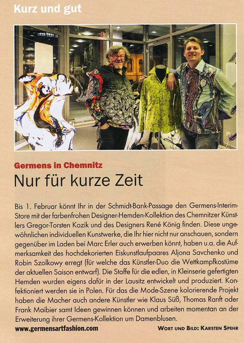 BLITZ Magazin Chemnitz berichtet über den neuen GERMENS Store