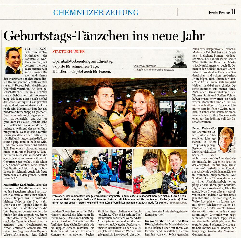 Freie Presse Chemnitz berichtet über GERMENS - 5. Januar 2015