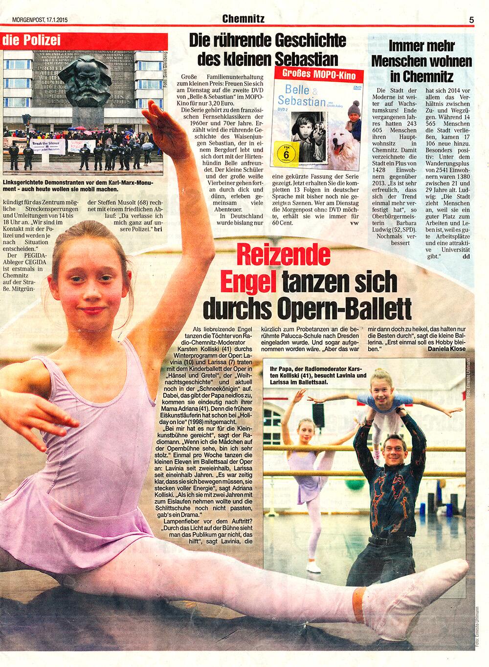 Morgenpost Chemnitz berichtet über Radiomoderator Karsten Kolliski, der das GERMENS Hemd LAVA trägt - 17. Dezember 2015