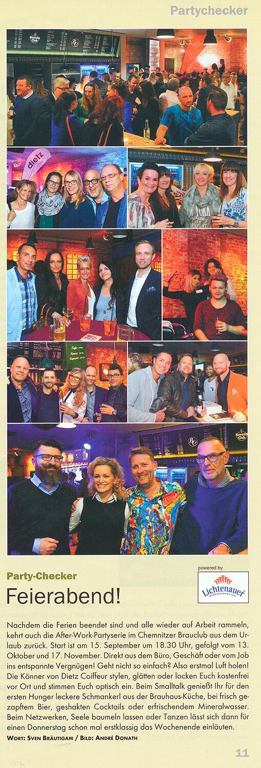 BLITZ Magazin berichtet über eine After-Work-Party im BRAUCLUB - August 2016