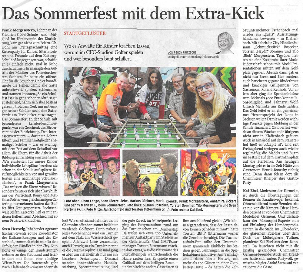 Freie Presse berichtet über Kai Ebel in Chemnitz - 16.09.2019