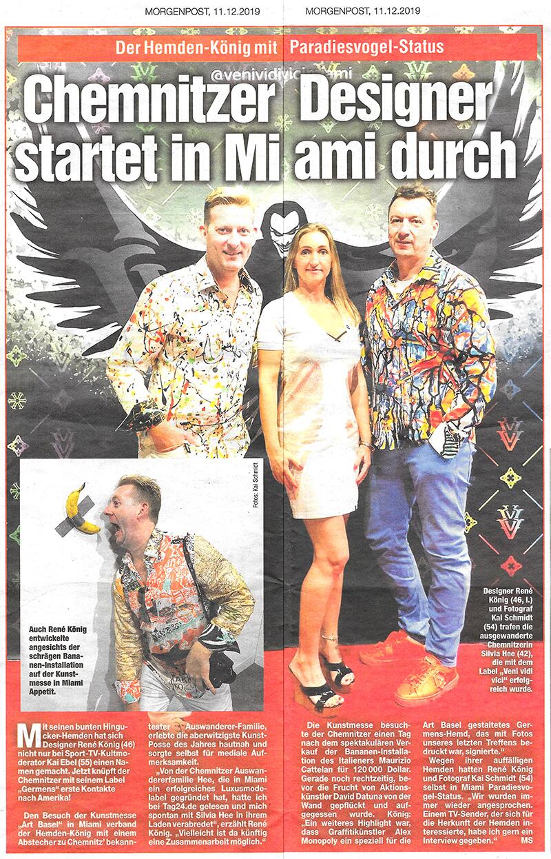 Morgenpost Chemnitz berichtet über die Miami Reise von René König und Kai Schmidt - 11.12.2019