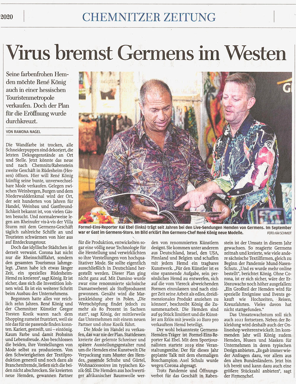 Freie Presse, 23. Dezember 2020, Virus bremst GERMENS im Westen