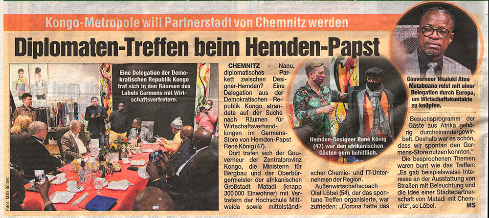 Morgenpost Chemnitz, 4. November 2020, Diplomaten-Treffen beim Hemden-Papst