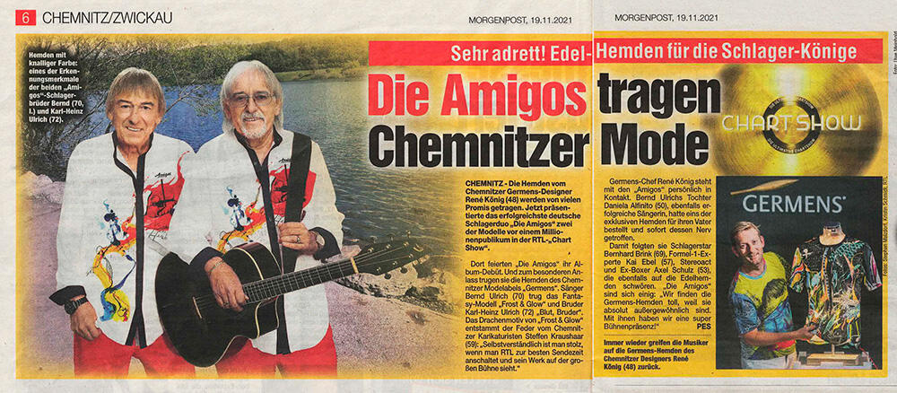 Morgenpost Chemnitz, 19. November 2021, Die Amigos tragen Chemnitzer Mode