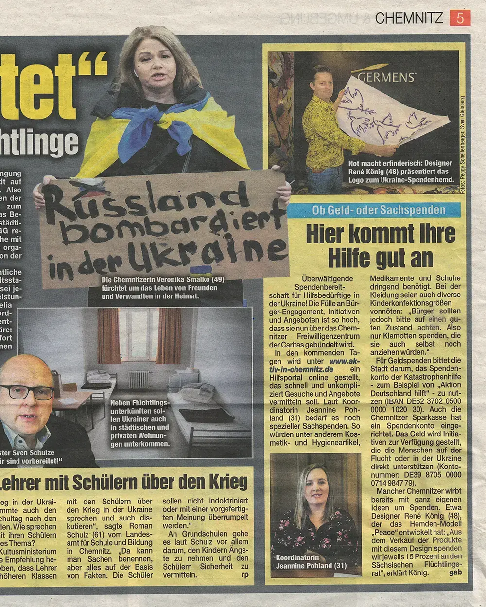 Morgenpost Chemnitz, 1. März 2022, Hier kommt Ihre Hilfe gut an