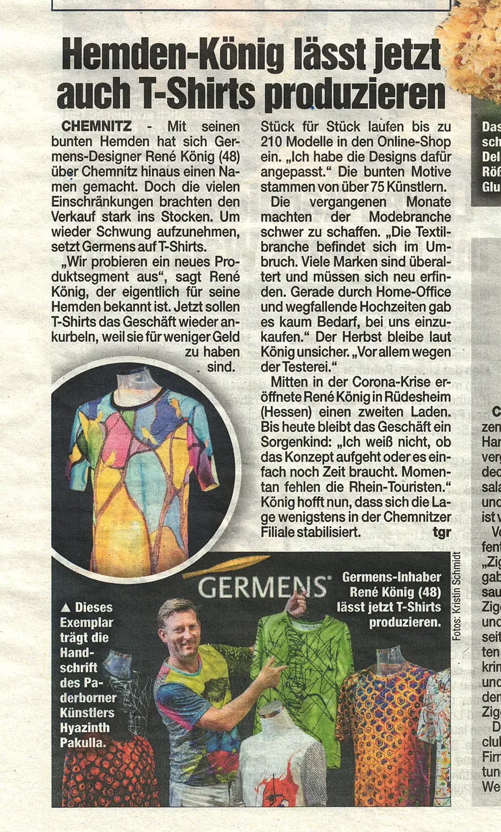 Morgenpost Chemnitz, 2022, Hemden-König lässt jetzt auch T-Shirts produzieren