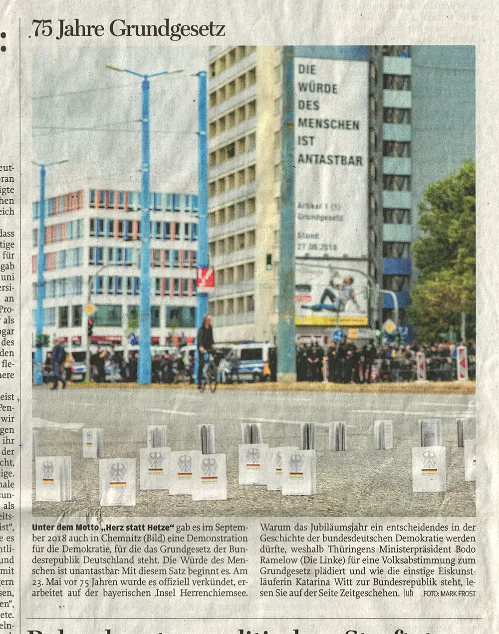 Freie Presse,  22. Mai 2025 - 75 Jahre Grundgesetz – Chemnitzer Zeichen für Demokratie