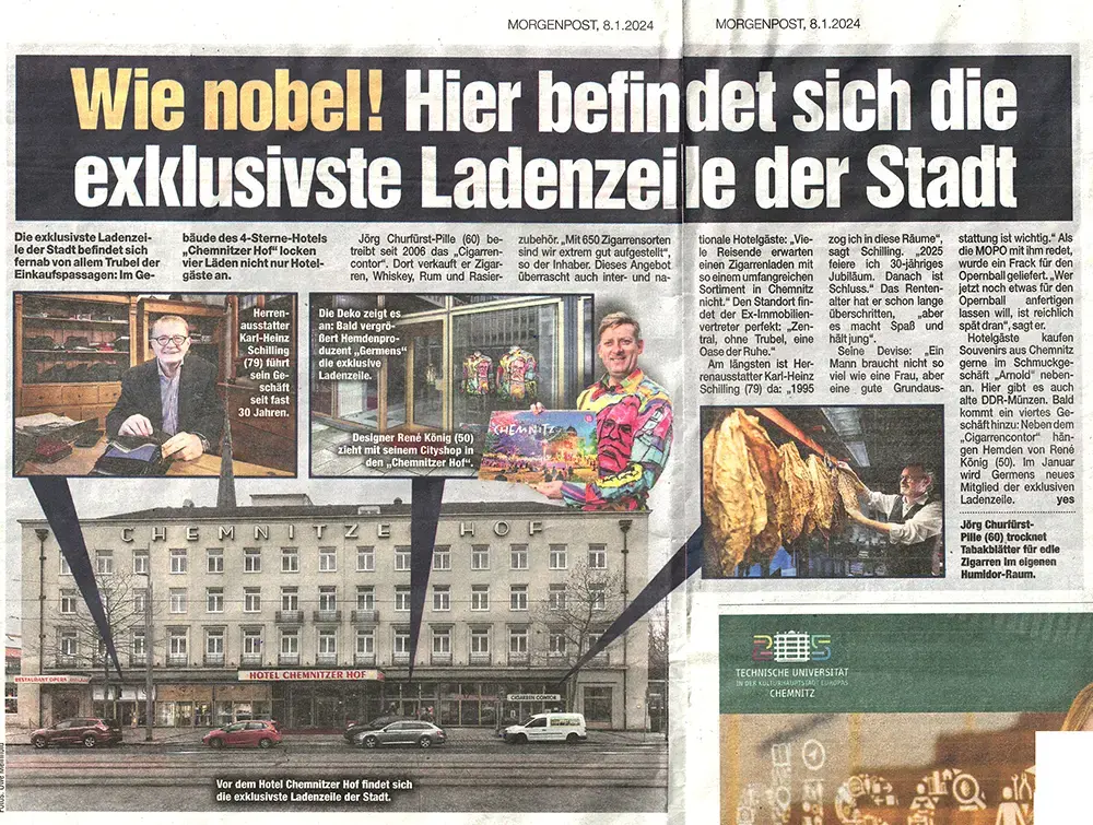 Morgenpost Chemnitz, 8. Januar 2024  - Hier befindet sich die exklusivste Ladenzeile der Stadt