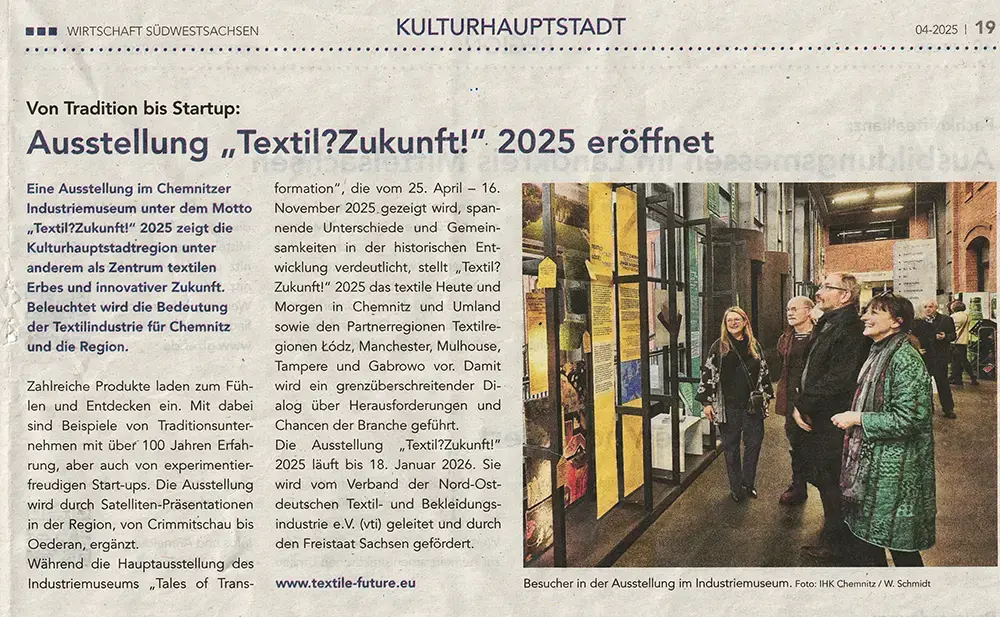 IHK Zeitschrift, 4-2025 - Ausstellung „Textil?Zukunft!“ 2025 eröffnet