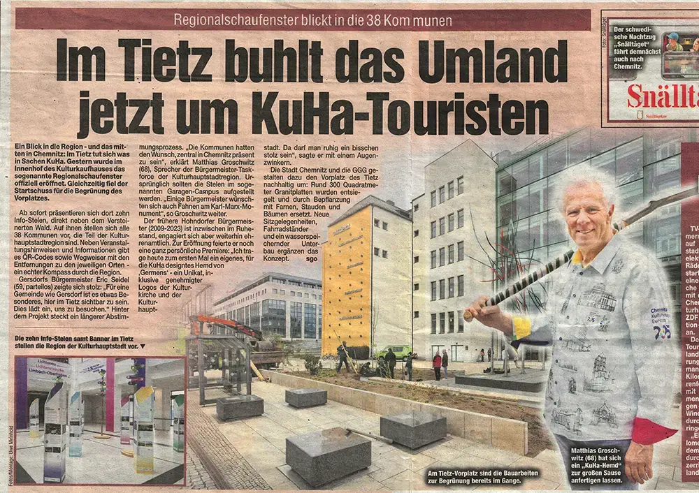 Morgenpost Chemnitz, 9. April 2025 - Im Tietz buhlt das Umland jetzt um KuHa-Touristen