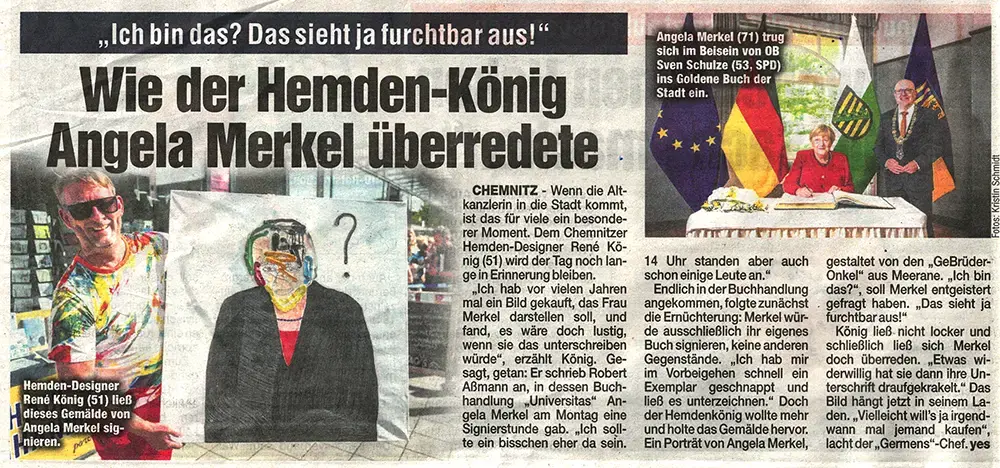 Morgenpost Chemnitz, 10. September 2025 - „Wie der Hemden-König Angela Merkel überredete“