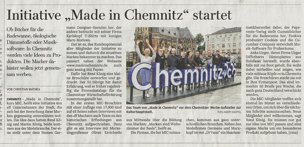 Freie Presse Chemnitz berichtet am 11.02.2026 über Initiative "Made in Chemnitz"