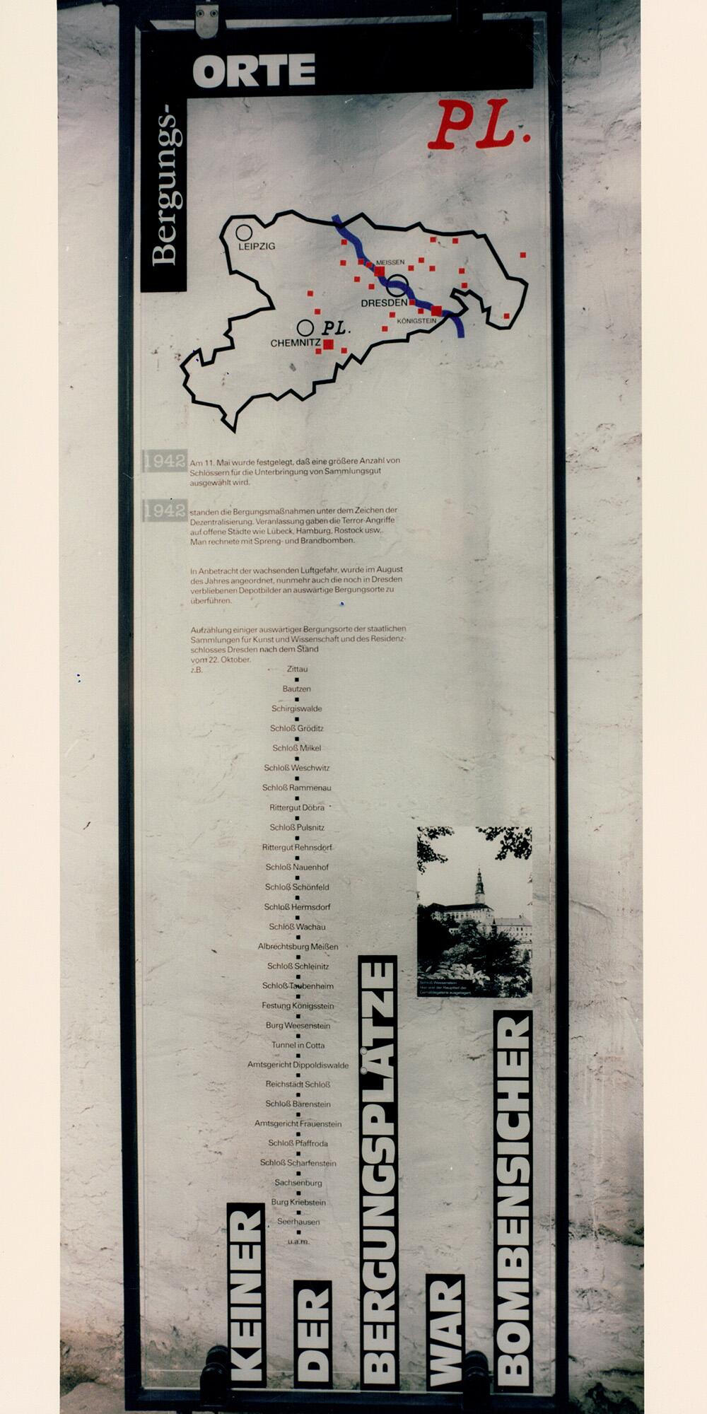 Schautafel in der Ausstellung zur Gemäldeeinlagerung der Nazis im Zweiten Weltkrieg im Museum Kalkwerk Lengefeld im Erzgebirge