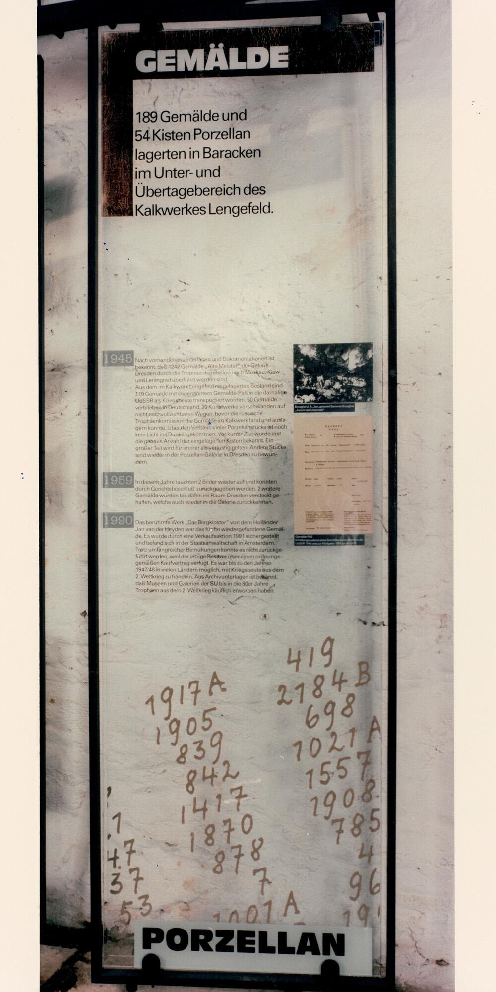 Schautafel in der Ausstellung zur Gemäldeeinlagerung der Nazis im Zweiten Weltkrieg im Museum Kalkwerk Lengefeld im Erzgebirge