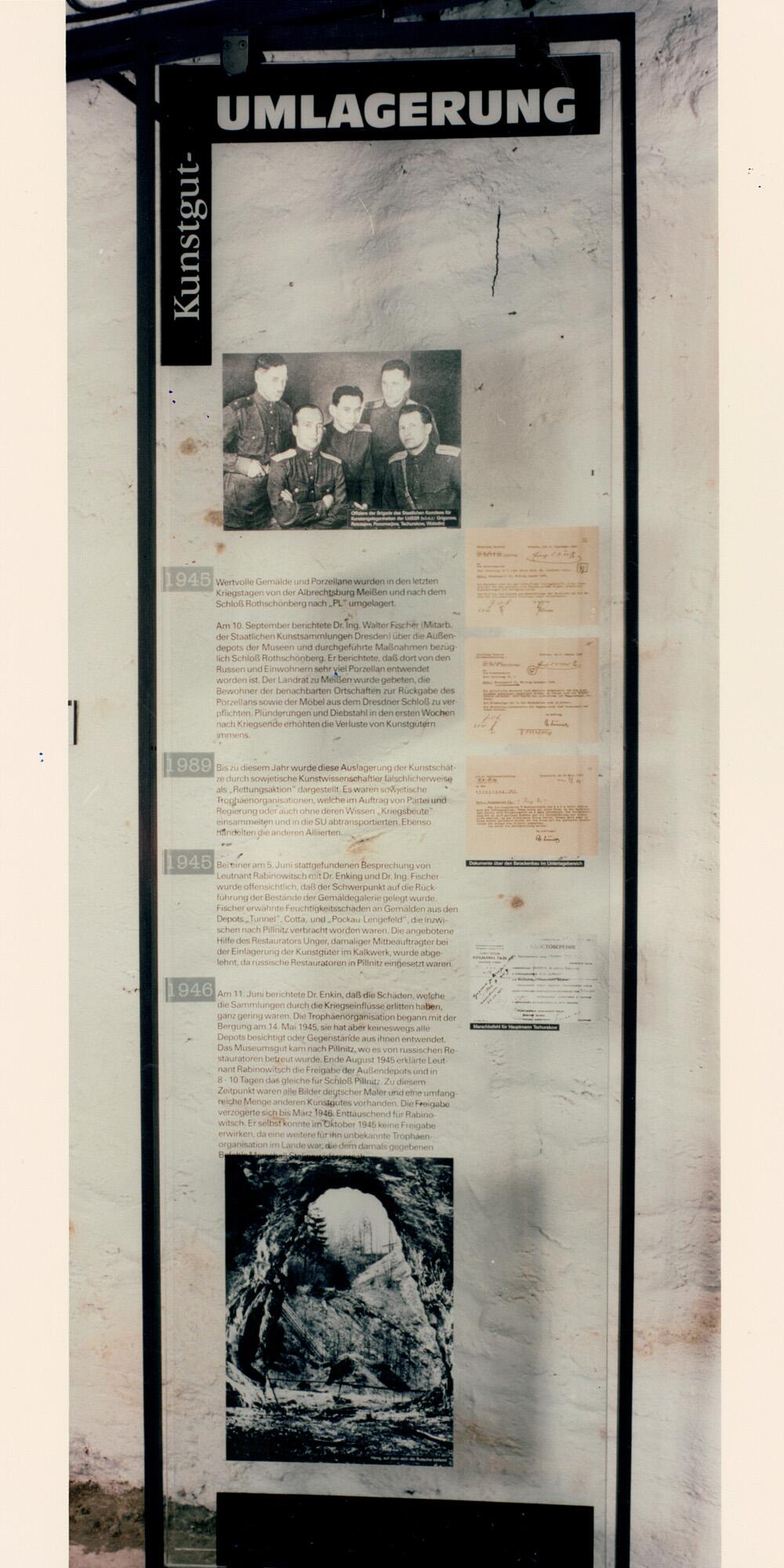 Schautafel in der Ausstellung zur Gemäldeeinlagerung der Nazis im Zweiten Weltkrieg im Museum Kalkwerk Lengefeld im Erzgebirge