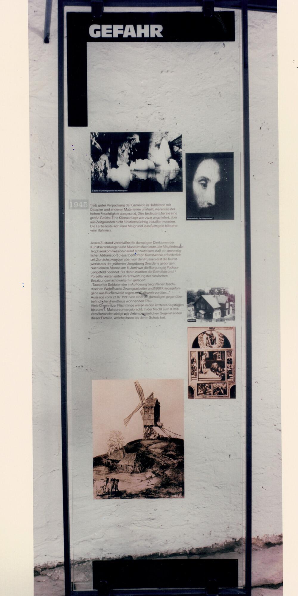 Schautafel in der Ausstellung zur Gemäldeeinlagerung der Nazis im Zweiten Weltkrieg im Museum Kalkwerk Lengefeld im Erzgebirge