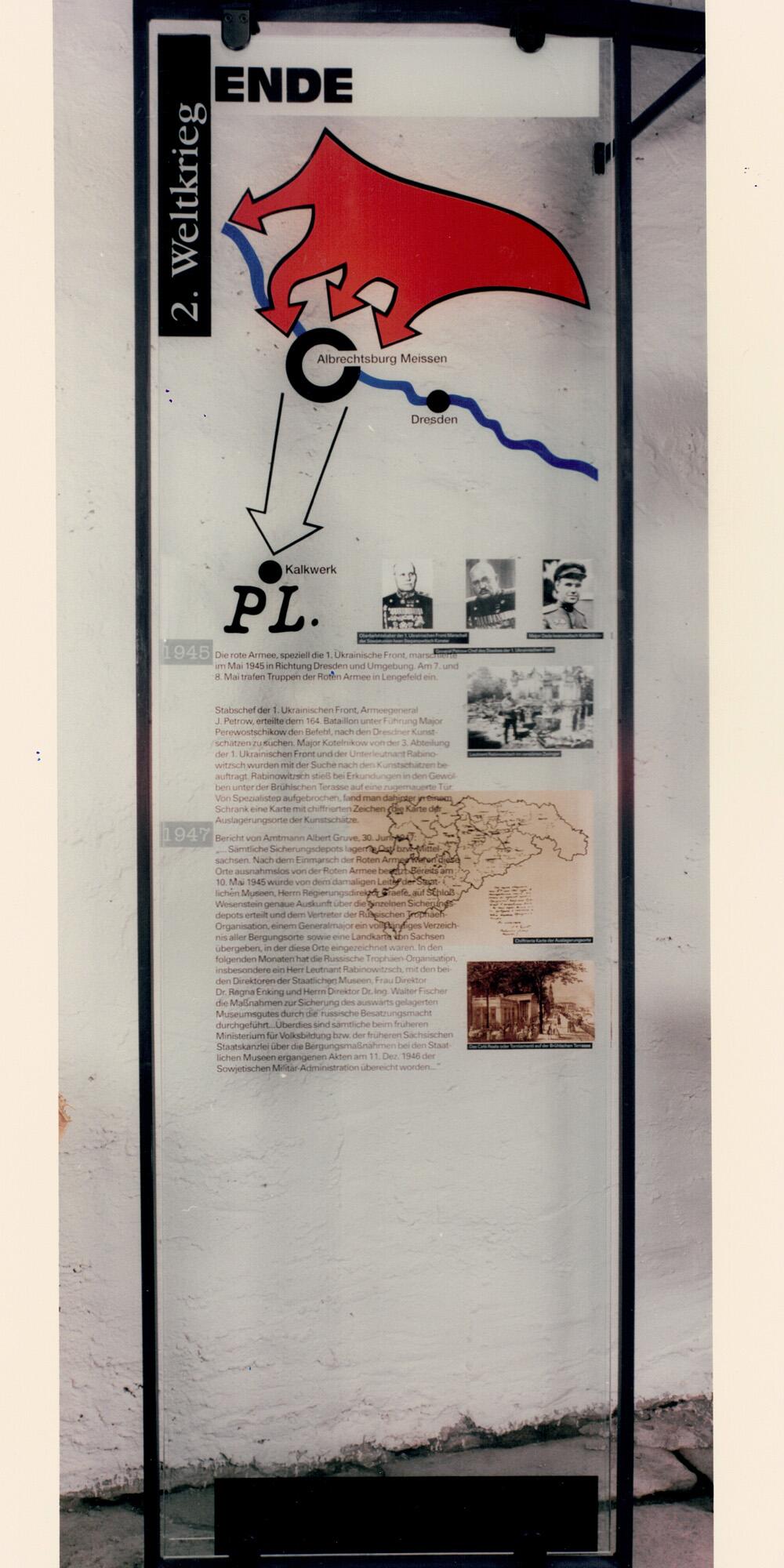 Schautafel in der Ausstellung zur Gemäldeeinlagerung der Nazis im Zweiten Weltkrieg im Museum Kalkwerk Lengefeld im Erzgebirge