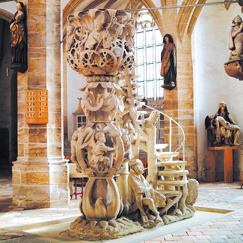 Tulpenkanzel im Freiberger Dom aus dem Chemnitzer Porphyr © Museum für Naturkunde Chemnitz