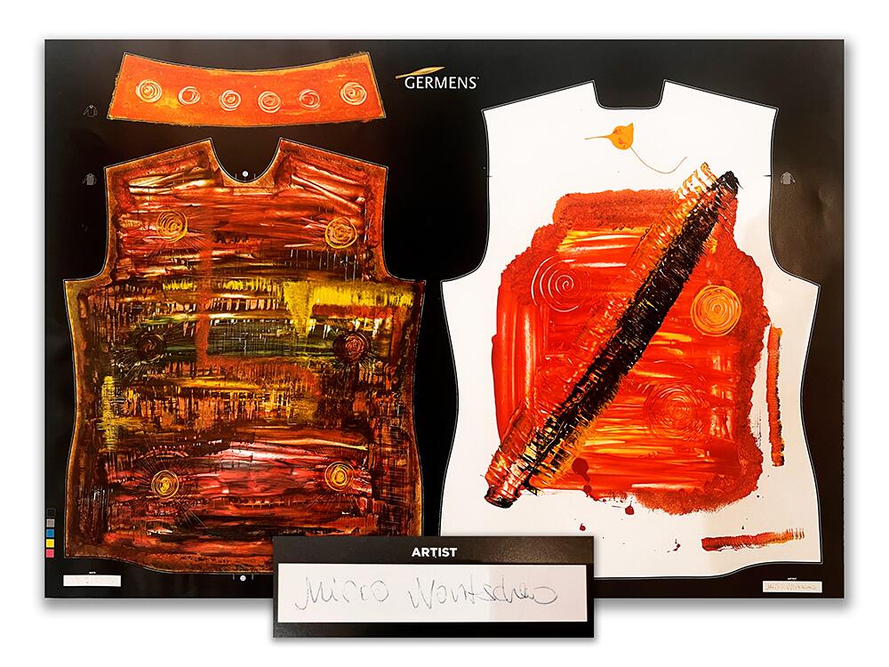 Originalzeichnung "Acrylity" von Mirco Nontschew für ein GERMENS Hemd