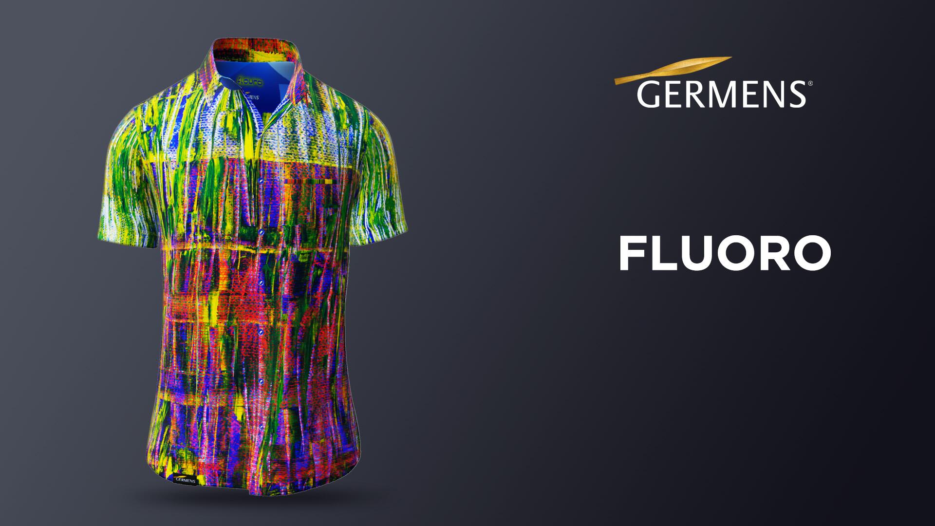 Colorful short-sleeved shirt with buttons for men FLUORO by GERMENS artfashion