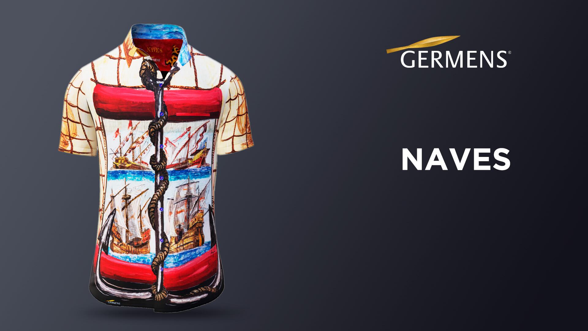 colorful short sleeve shirt men NAVES by GERMENS artfashion made of 100 % cotton