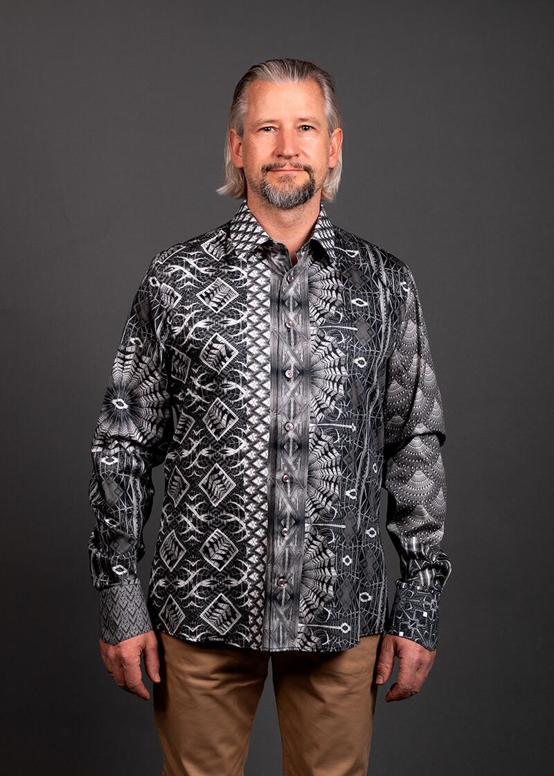 schwarz weiß graues Hemd Herren VIADUKT CHEMNITZ von GERMENS artfashion - 100 % Baumwolle - Made in Germany