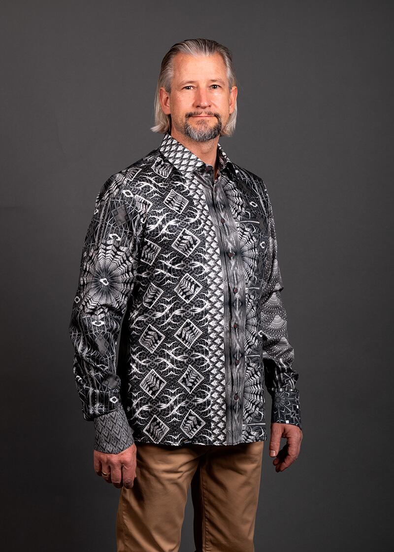 schwarz weiß graues Hemd Herren VIADUKT CHEMNITZ von GERMENS artfashion - 100 % Baumwolle - Made in Germany