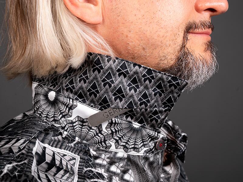 schwarz weiß graues Hemd Herren VIADUKT CHEMNITZ von GERMENS artfashion - 100 % Baumwolle - Made in Germany