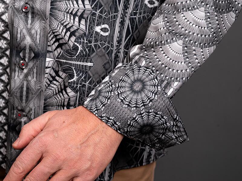 schwarz weiß graues Hemd Herren VIADUKT CHEMNITZ von GERMENS artfashion - 100 % Baumwolle - Made in Germany