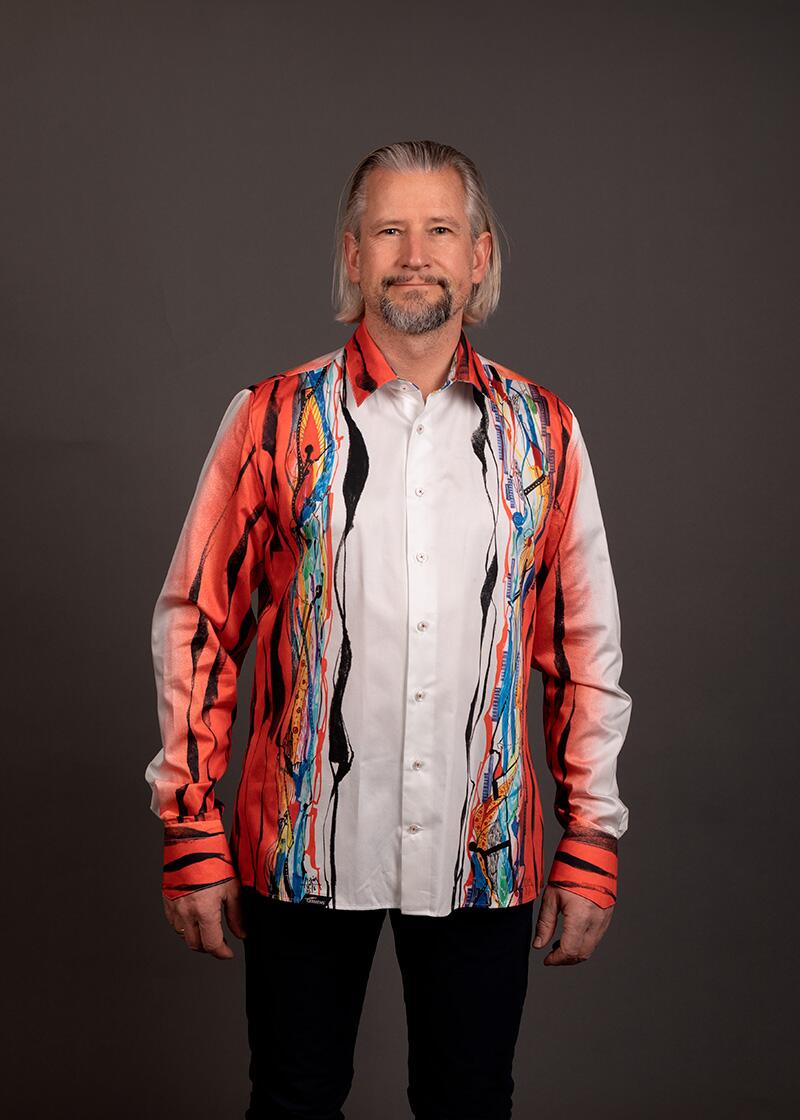 rot-weißes Freizeithemd ROTER ZAUBER von GERMENS artfashion - 100 % Baumwolle - Made in Germany