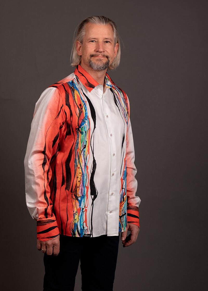 rot-weißes Freizeithemd ROTER ZAUBER von GERMENS artfashion - 100 % Baumwolle - Made in Germany
