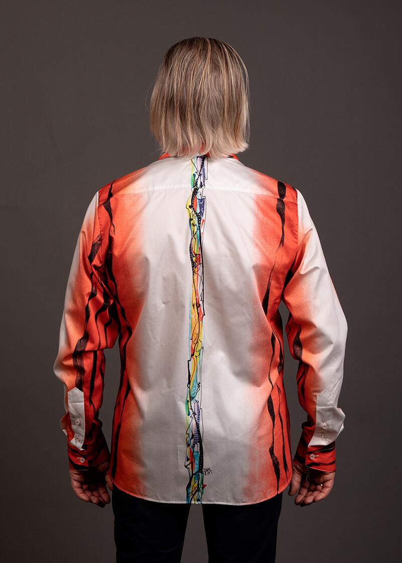 rot-weißes Freizeithemd ROTER ZAUBER von GERMENS artfashion - 100 % Baumwolle - Made in Germany
