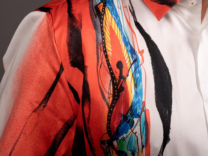rot-weißes Freizeithemd ROTER ZAUBER von GERMENS artfashion - 100 % Baumwolle - Made in Germany