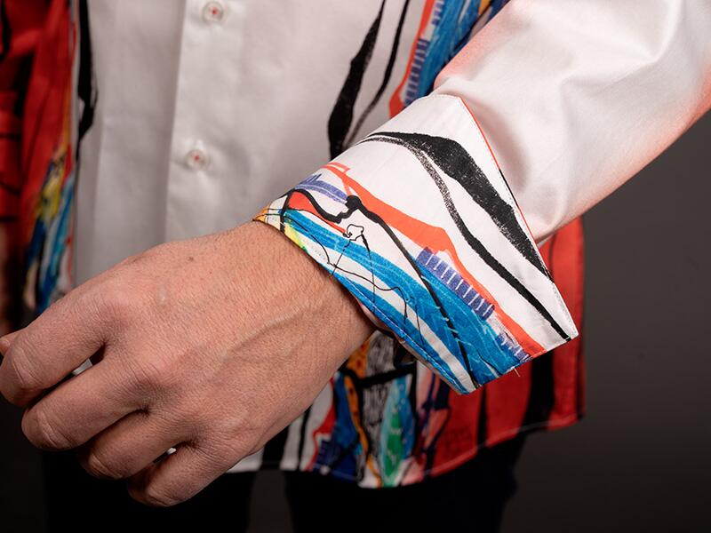 rot-weißes Freizeithemd ROTER ZAUBER von GERMENS artfashion - 100 % Baumwolle - Made in Germany