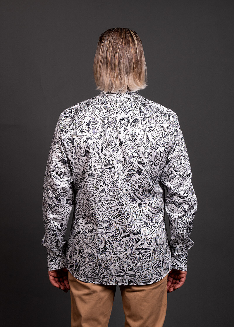 schwarz weißes Hemd Herren LIEBESLIED von GERMENS artfashion - 100 % Baumwolle - Made in Germany