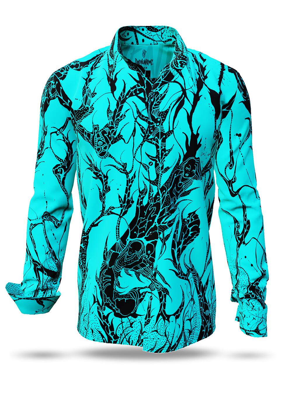 blaues Hemd Herren DORNENPRINZ CYAN von GERMENS artfashion