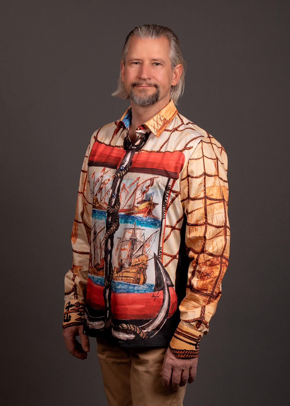 Buntes Hemd Herren mit Schiffen NAVES von GERMENS artfashion