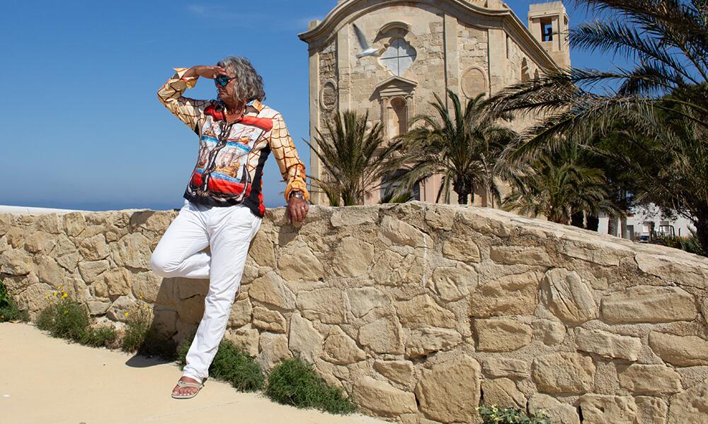 colourful shirt men long sleeve with ships NAVES by GERMENS artfashion from Germany