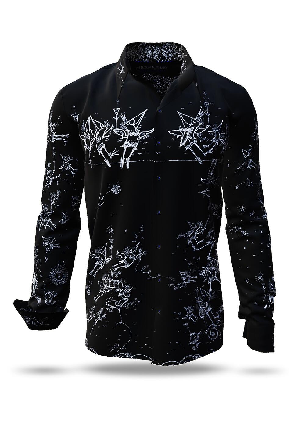 schwarzes Hemd Herren SCHRÄGE VÖGEL BEI NACHT von GERMENS artfashion