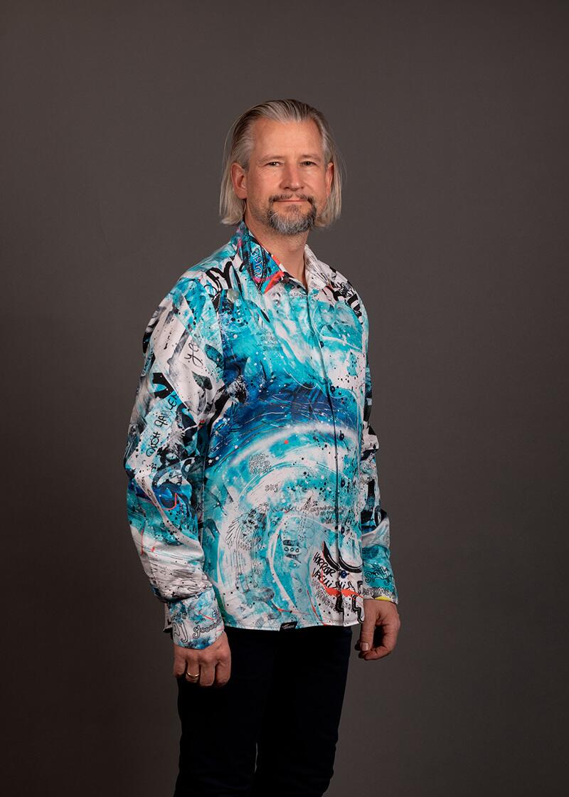 blaues Freizeithemd DAS WUNDER BIST DU von GERMENS artfashion - 100 % Baumwolle - Made in Germany