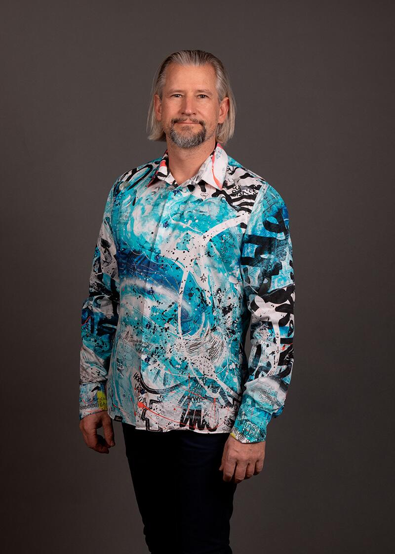 blaues Freizeithemd DAS WUNDER BIST DU von GERMENS artfashion - 100 % Baumwolle - Made in Germany