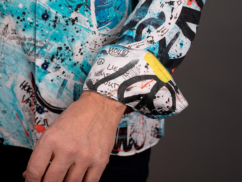 blaues Freizeithemd DAS WUNDER BIST DU von GERMENS artfashion - 100 % Baumwolle - Made in Germany