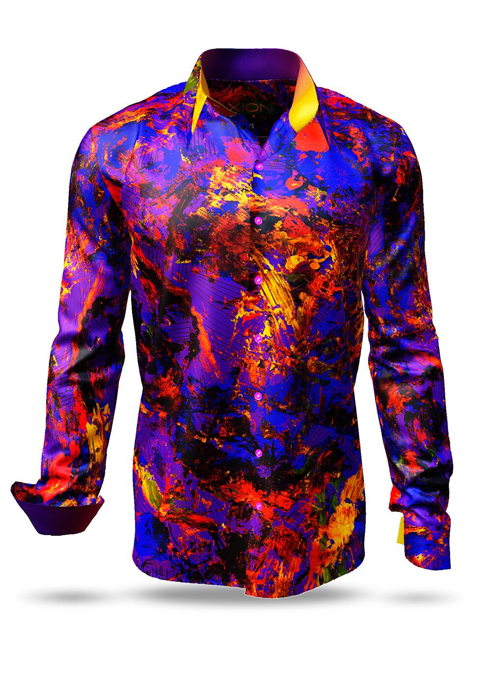 purple men's long sleeve shirt AIXON by GERMENS artfashion