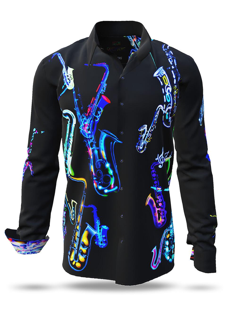 schwarzes Hemd Herren NEON SAXOPHONE von GERMENS artfashion