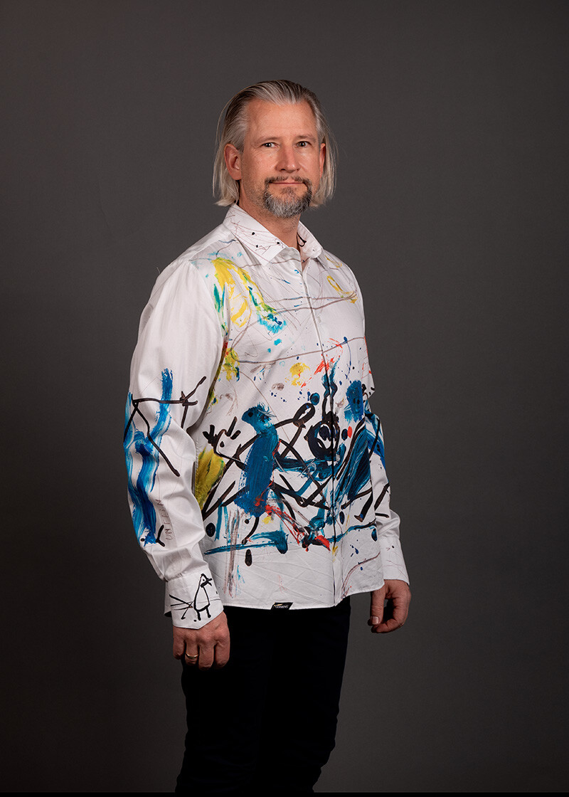 limitiertes Künstlerhemd von Osmar Osten - FAMOS - GERMENS artfashion - 100 % Baumwolle - Made in Germany