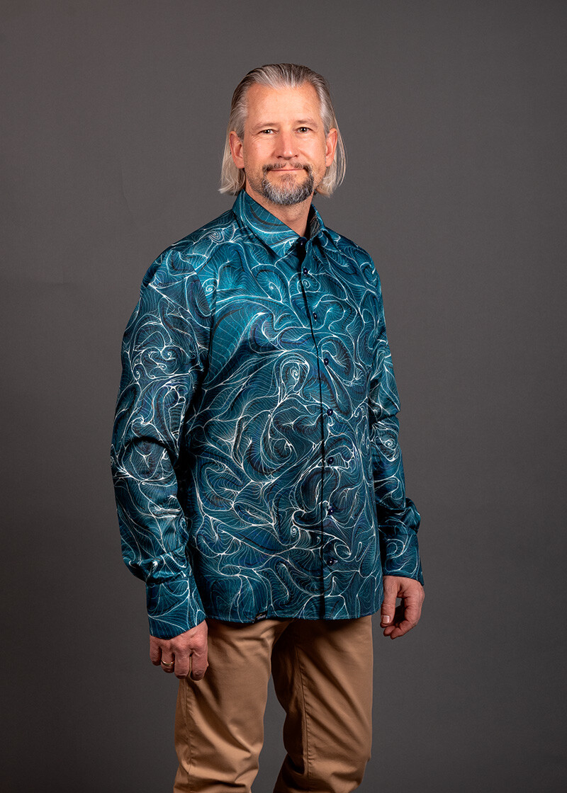 blaues Hemd Herren CONCHIFERA OCEAN von GERMENS artfashion - 100 % Baumwolle - Made in Germany